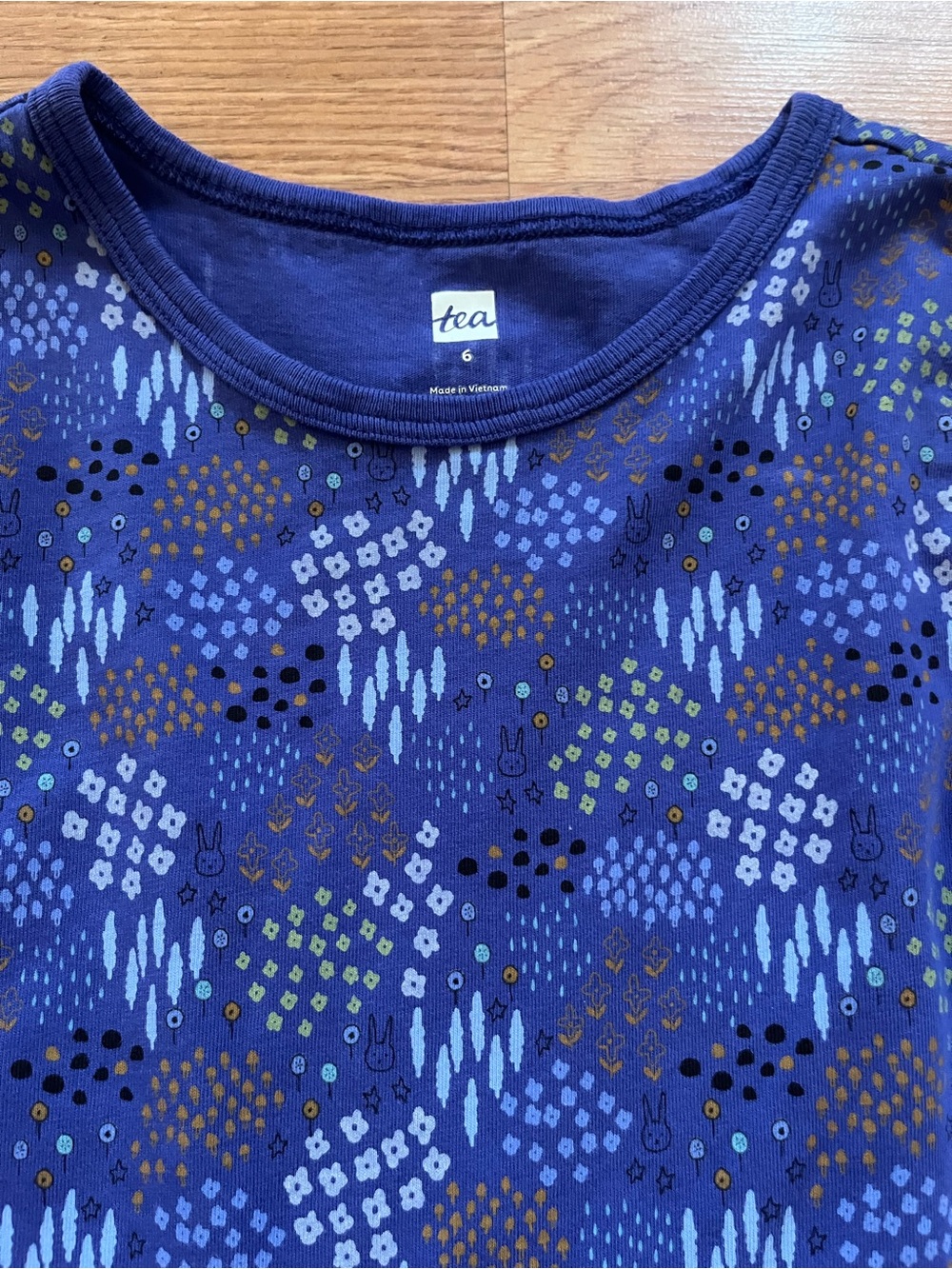 Tea Collection Long Sleeve Blue Patterned Knit Dress - Picture 3 of 5